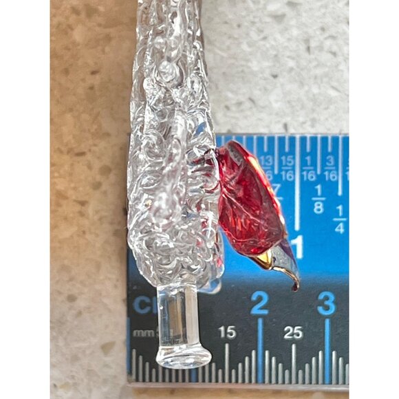 Spun Glass Christmas Tree Ornament With Red Gold Bow Blown 4” t - Picture 2 of 8